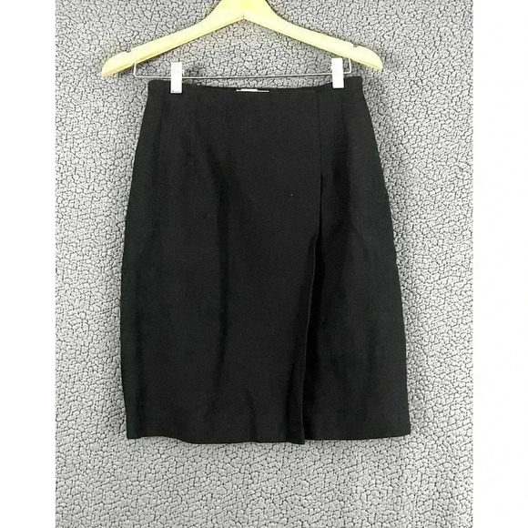VTG Talbots Black Lined Pencil Wrap Skirt Sz 8 100% Wool Women's - Picture 8 of 9